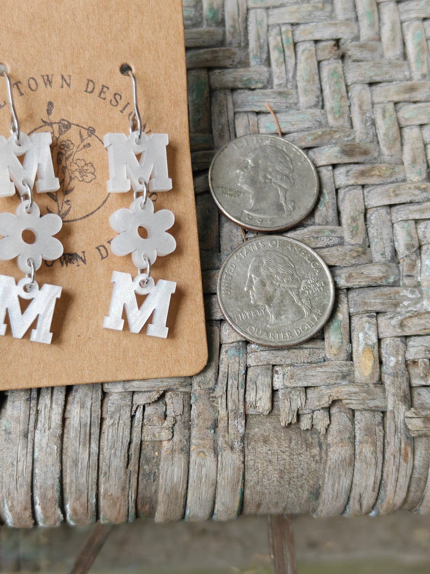 White Pearl Mom Earrings