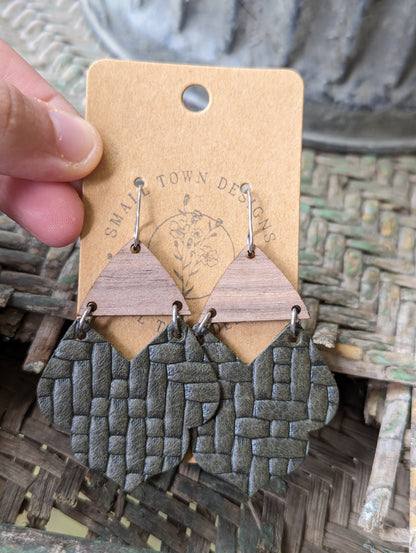 Olive Green Basket Weave Dangles