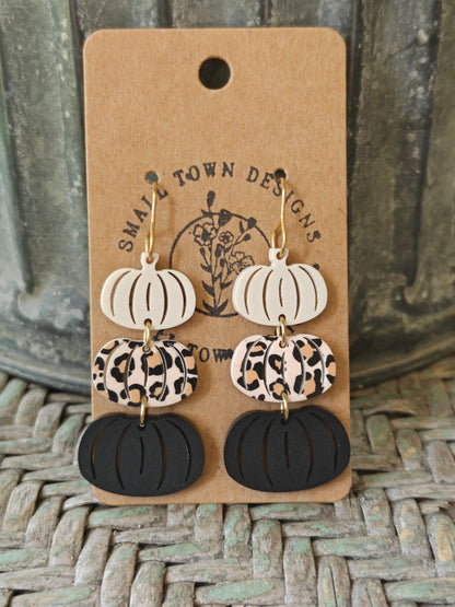 Neutral Leopard Pumpkin Trio