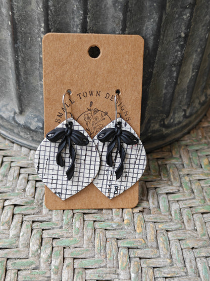 Black & White Grid Twisted Bow Petals