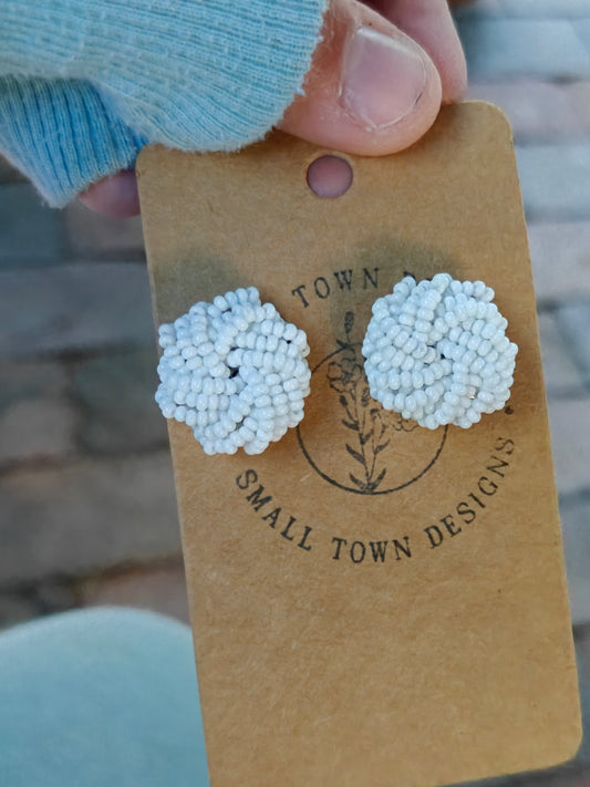 White beaded large stud