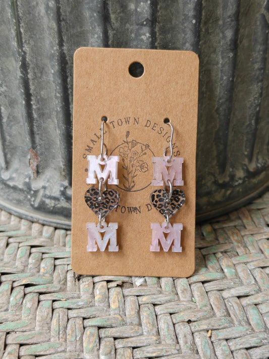 Pearl Pink Leopard Mom Earrings