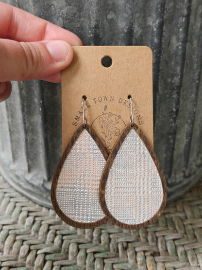 Silver & Peach Wooden Teardrops