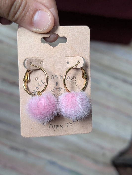 Pink puff ball hoops