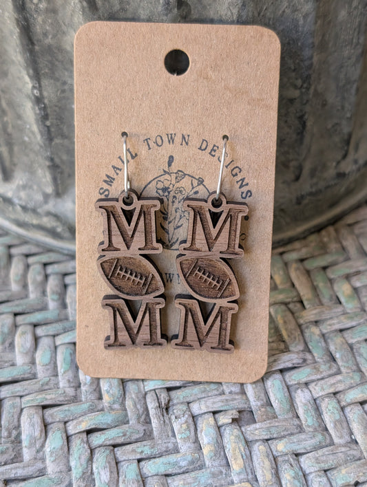 Football Wooden Mom Dangles