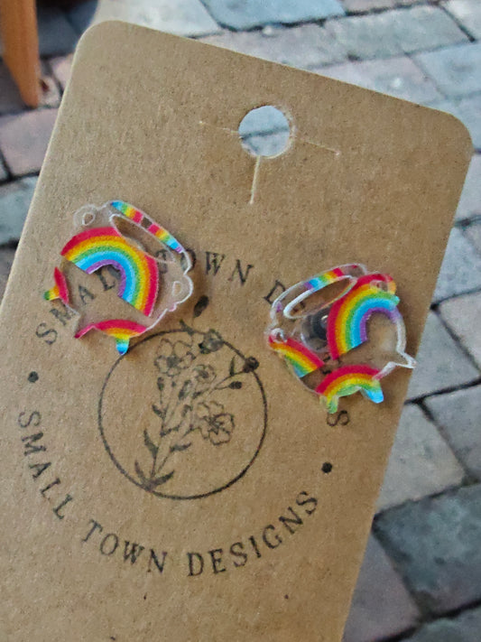 Pot of gold rainbow studs