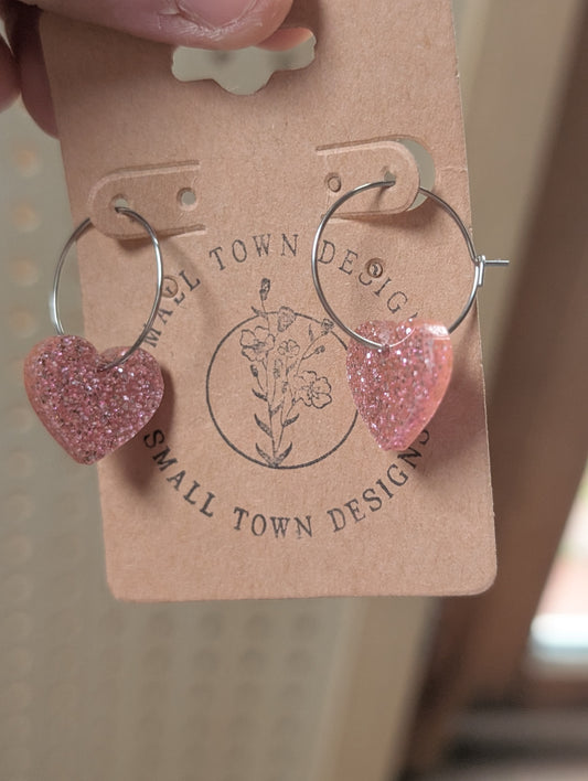 Mini pink heart hoop