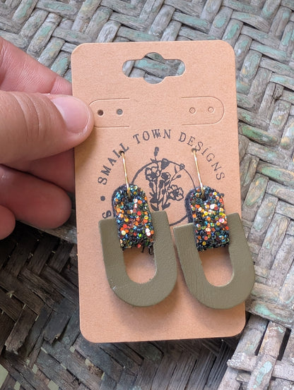 Olive Fall Glitter Dangles