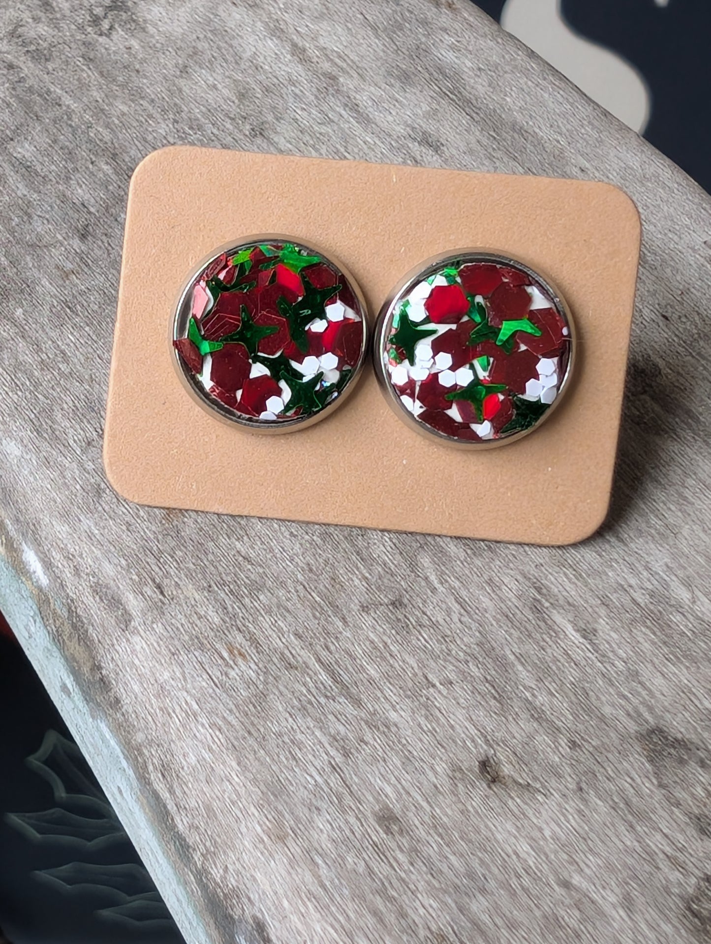 Christmas Glitter Studs