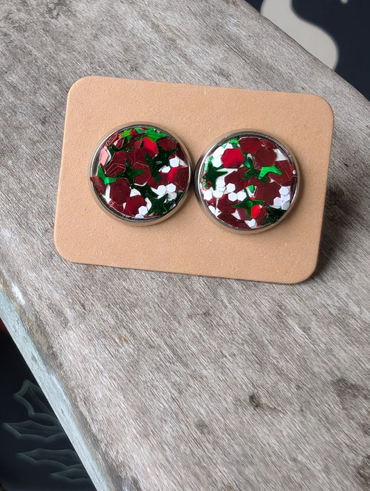 Christmas Glitter Studs