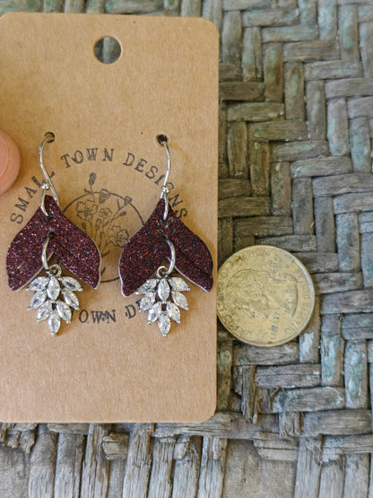 Burgundy Feather Dangles