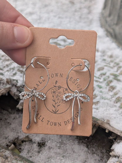 Silver Rhinestone Bows