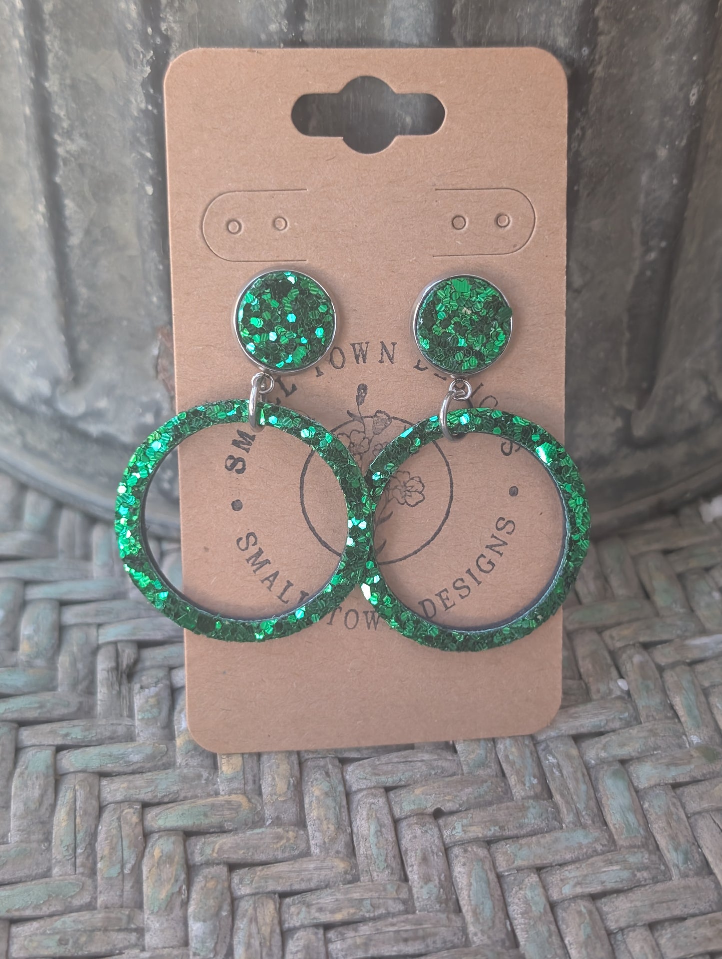 Green Glitter Rings