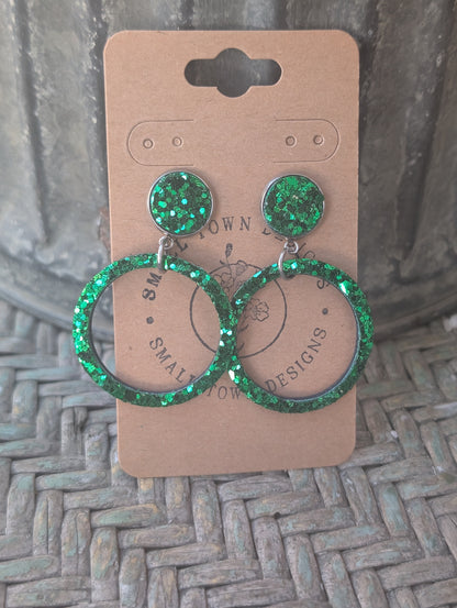 Green Glitter Rings