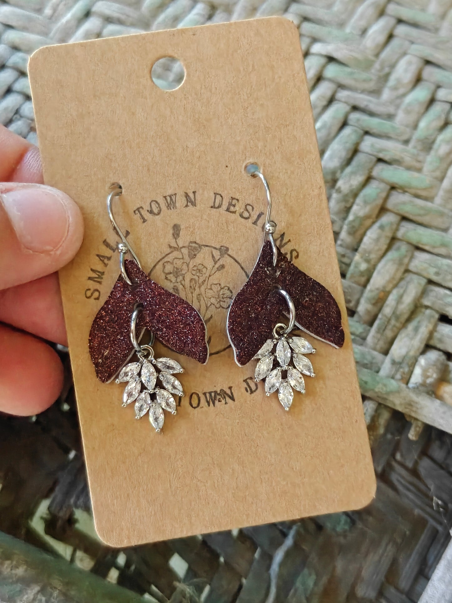 Burgundy Feather Dangles