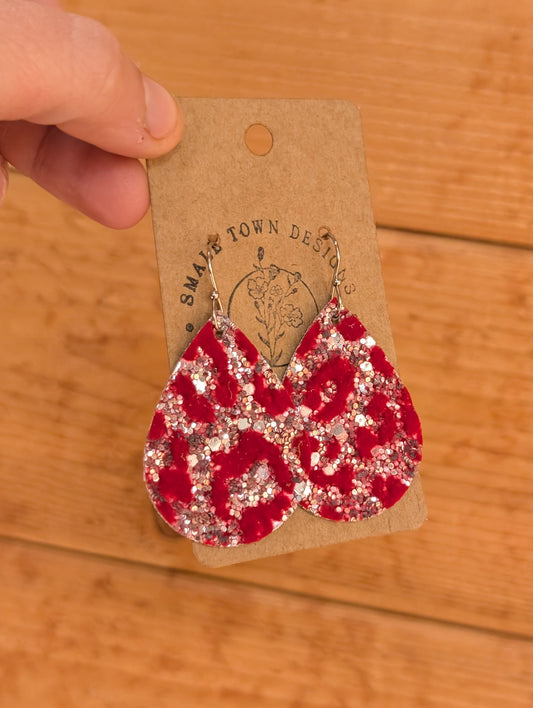 Vegan Glitter on Leather Leopard Teardrops