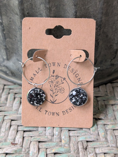 Black & Silver Chunky Hoops