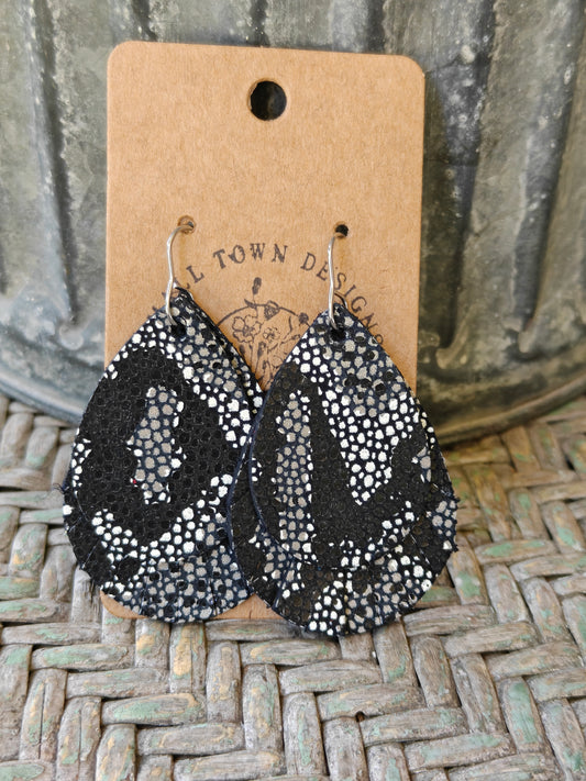 Fringe Black Snakeskin Teardrops