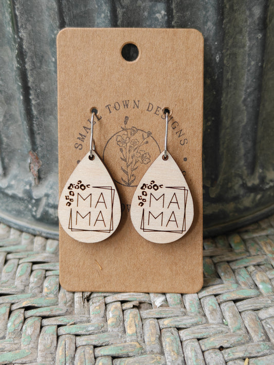 Wooden Leopard Mama Earrings