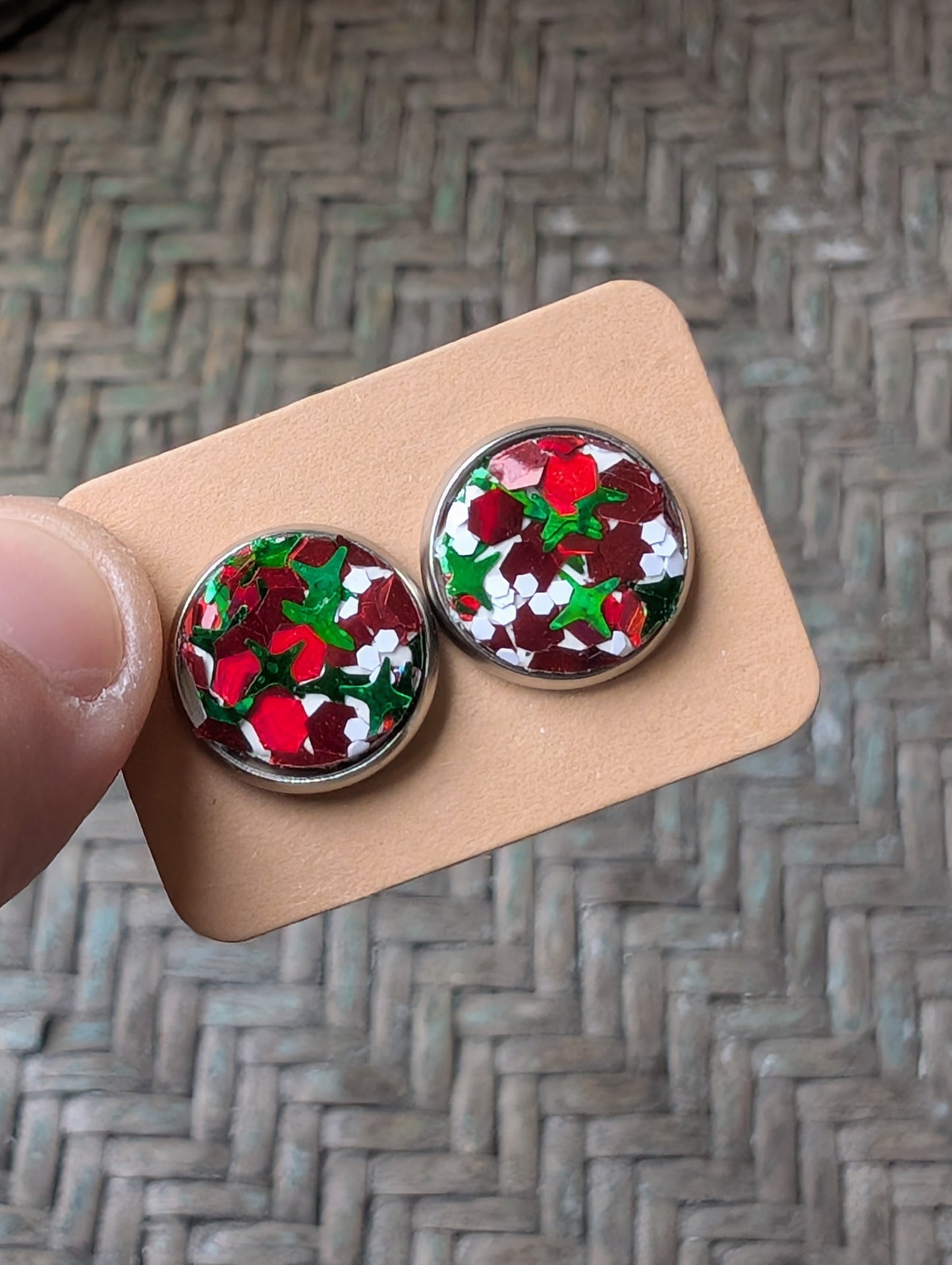 Christmas Glitter Studs