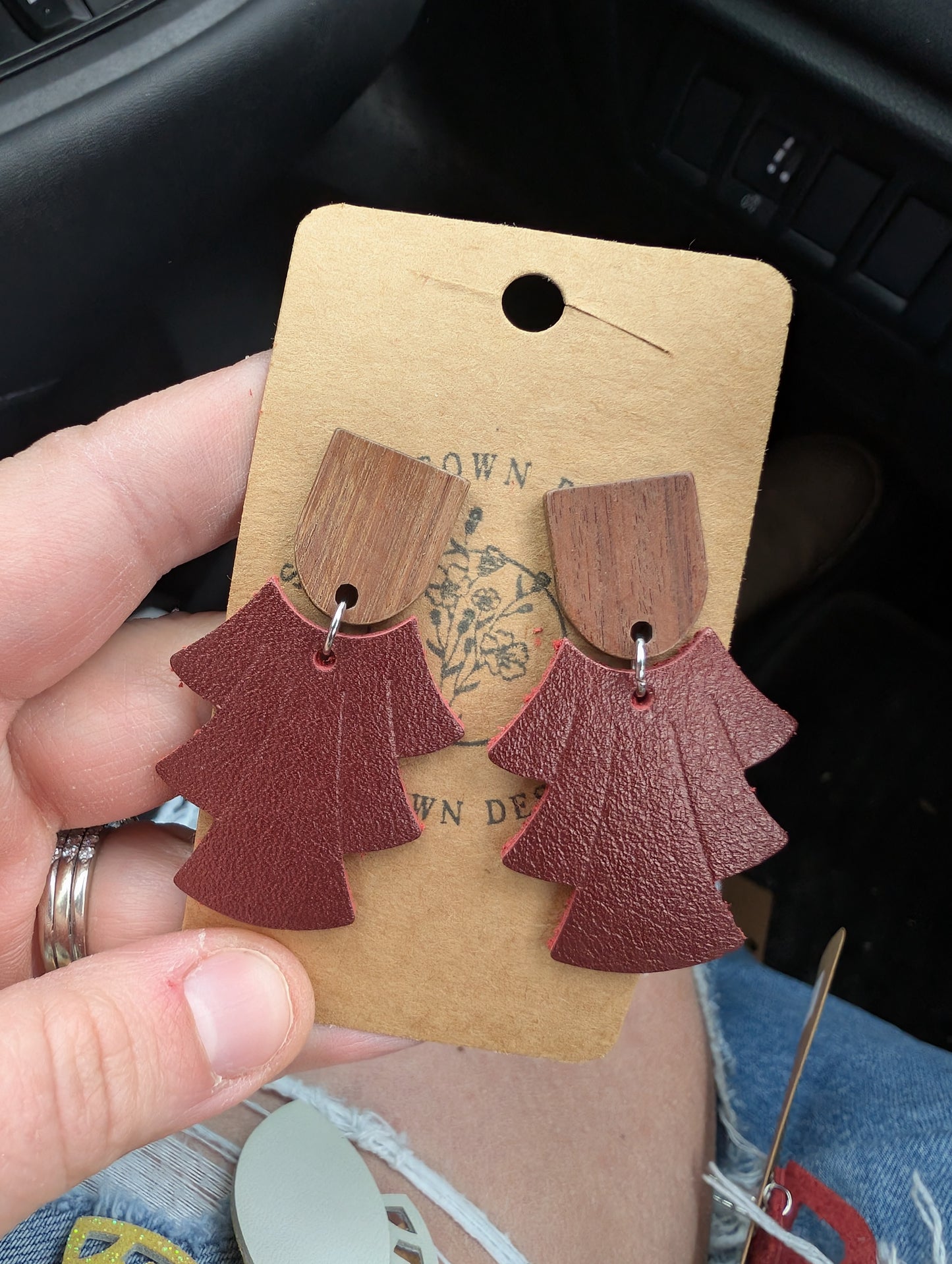 Metallic burgundy dangle