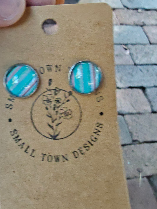Teal striped studs