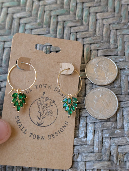 Green Feather Hoops