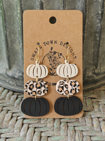 Neutral Leopard Pumpkin Trio