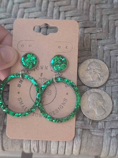 Green Glitter Rings