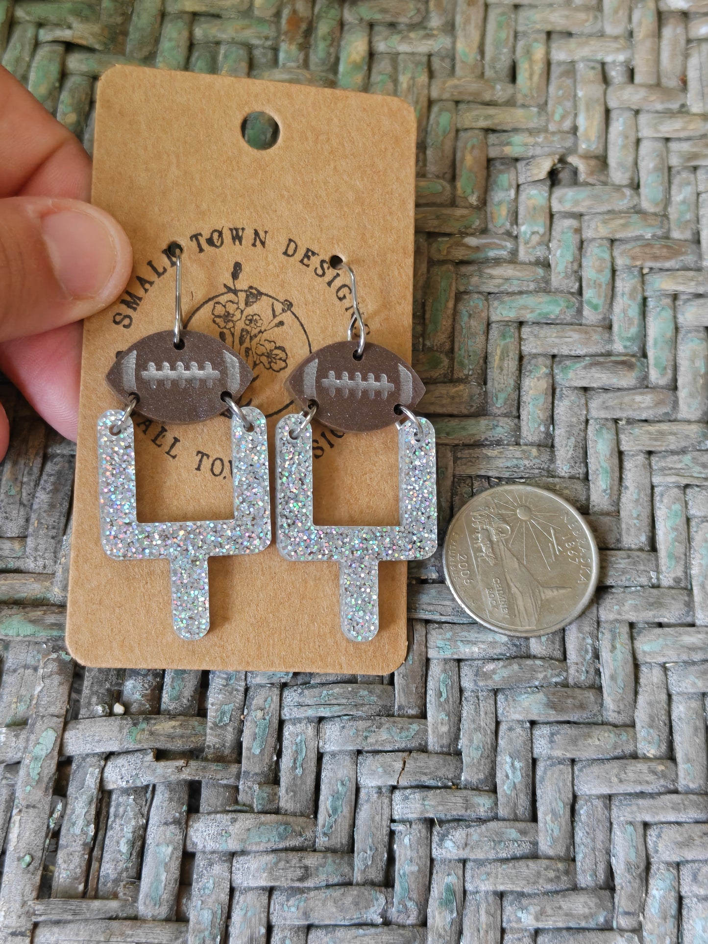 Silver Football Goal Post Earrings