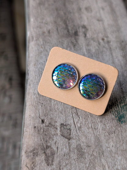 Purple/Green Mermaid Studs