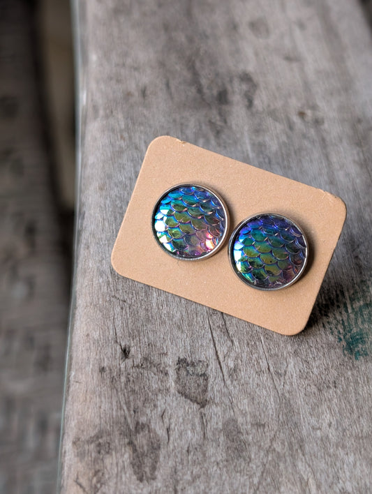 Purple/Green Mermaid Studs