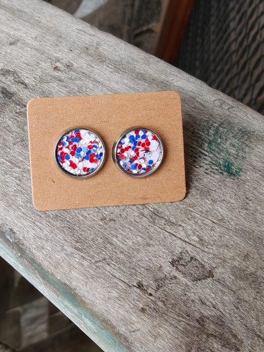 Americana Glitter Studs