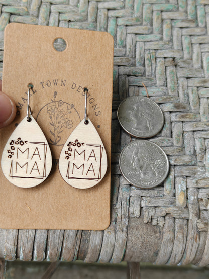 Wooden Leopard Mama Earrings