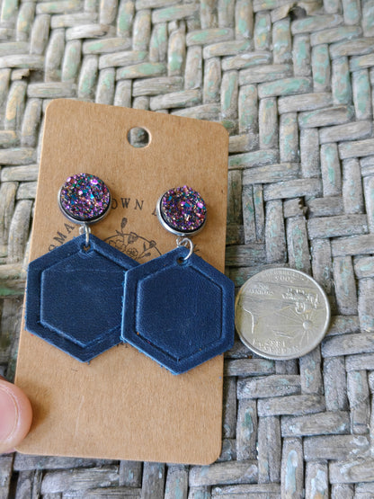 Druzy & Navy Hexagons