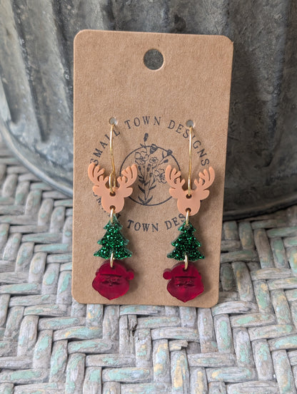 Reindeer, Tree, Red Santa Trio