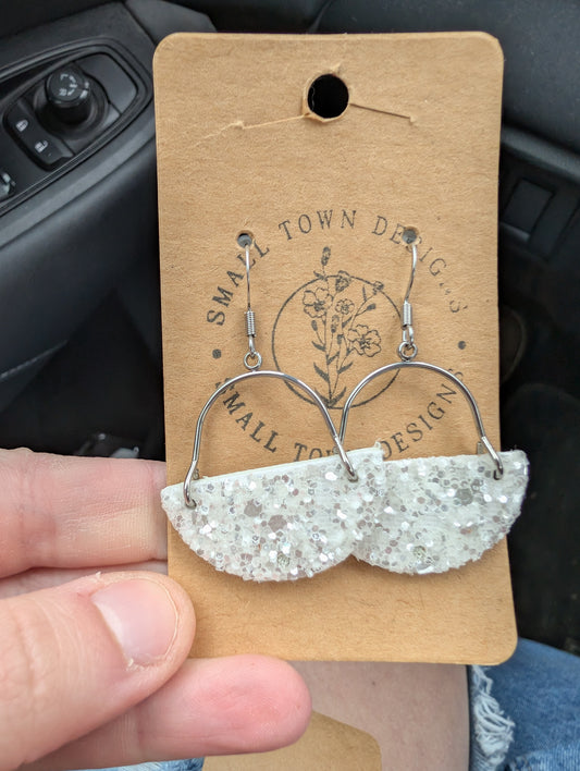 White glitter dangles