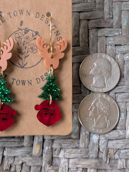 Reindeer, Tree, Red Santa Trio