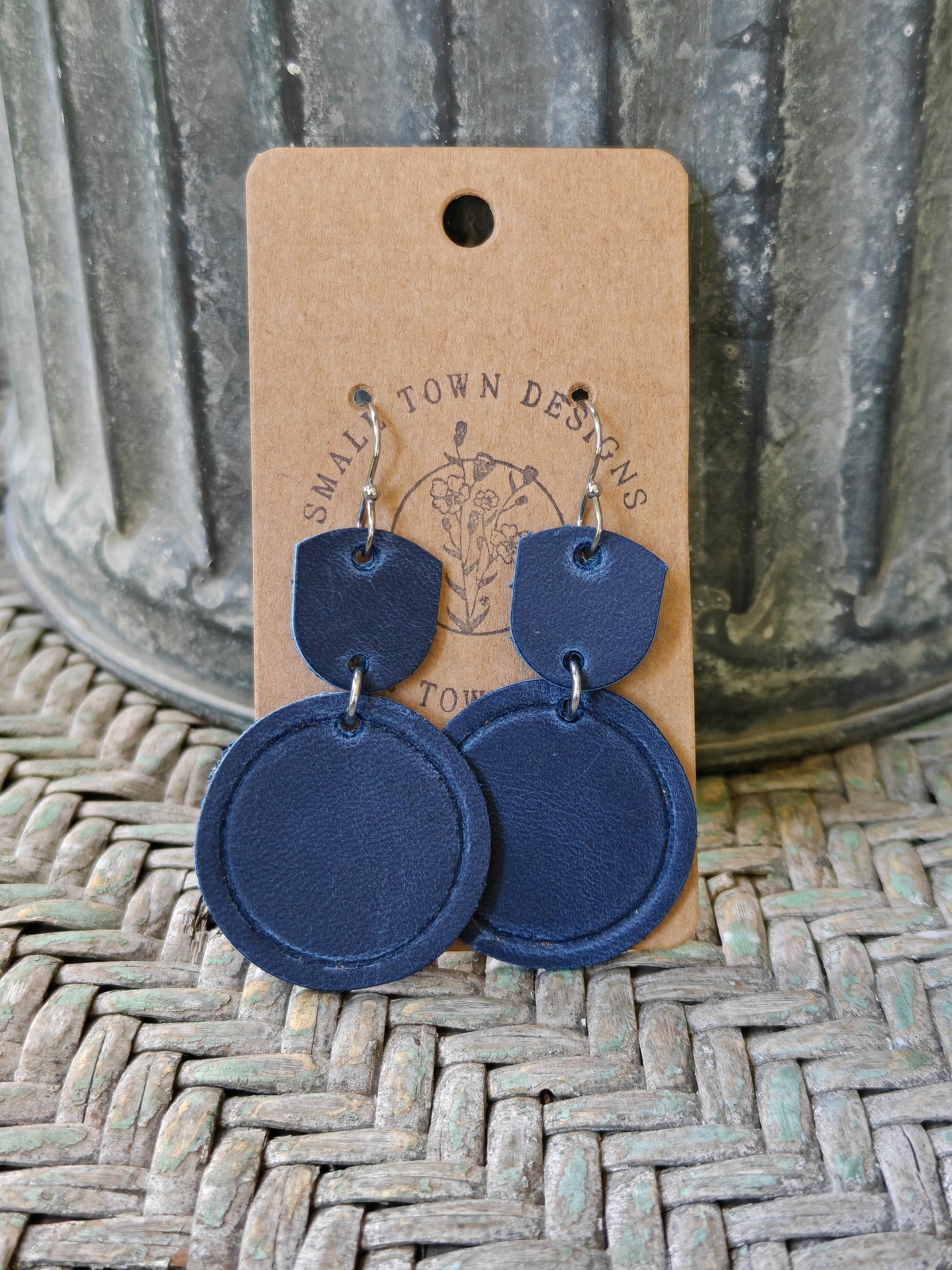 Navy Embossed Circles