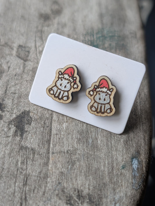 Christmas Hippo Studs