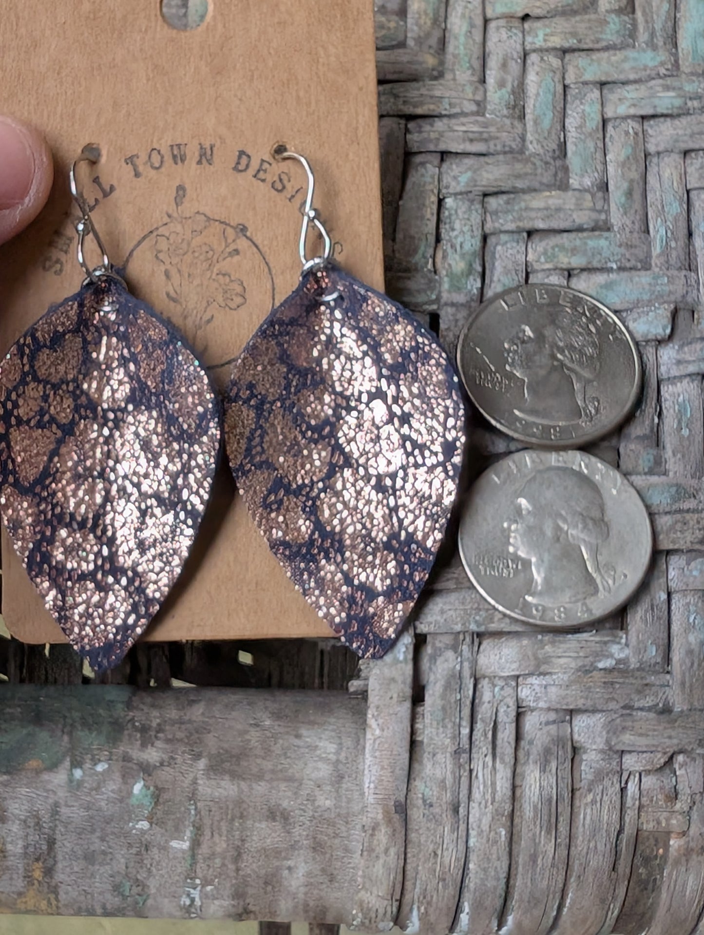 Navy & Rose Gold Leopard Pinched Petals