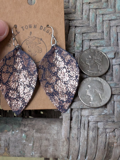 Navy & Rose Gold Leopard Pinched Petals