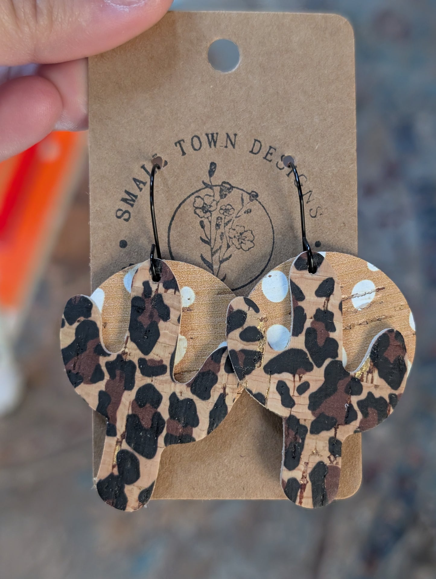 Polka dot leopard cactus dangles