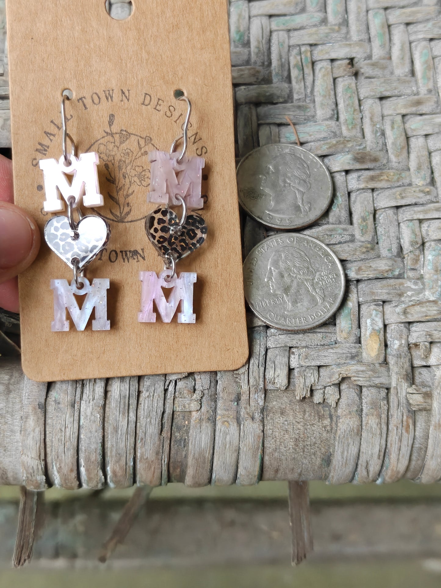 Pearl Pink Leopard Mom Earrings