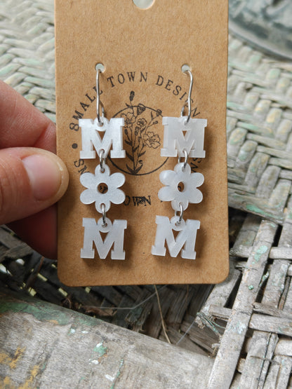 White Pearl Mom Earrings
