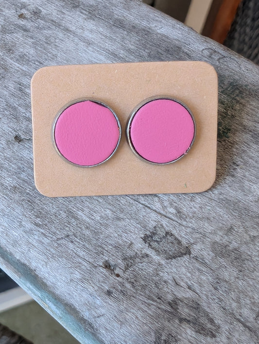 Pink Leather Studs