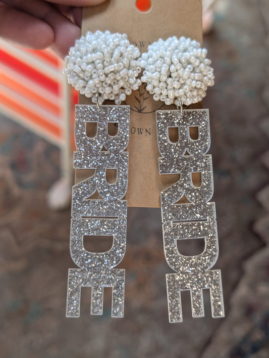 Silver Glitter Bride Dangles