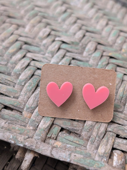 Pink Heart Studs