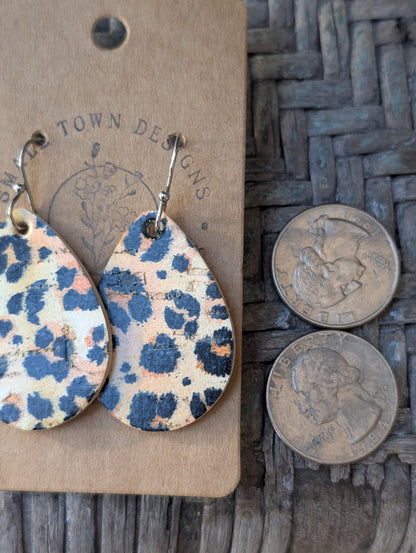Orange/Yellow Leopard Cork Teardrops