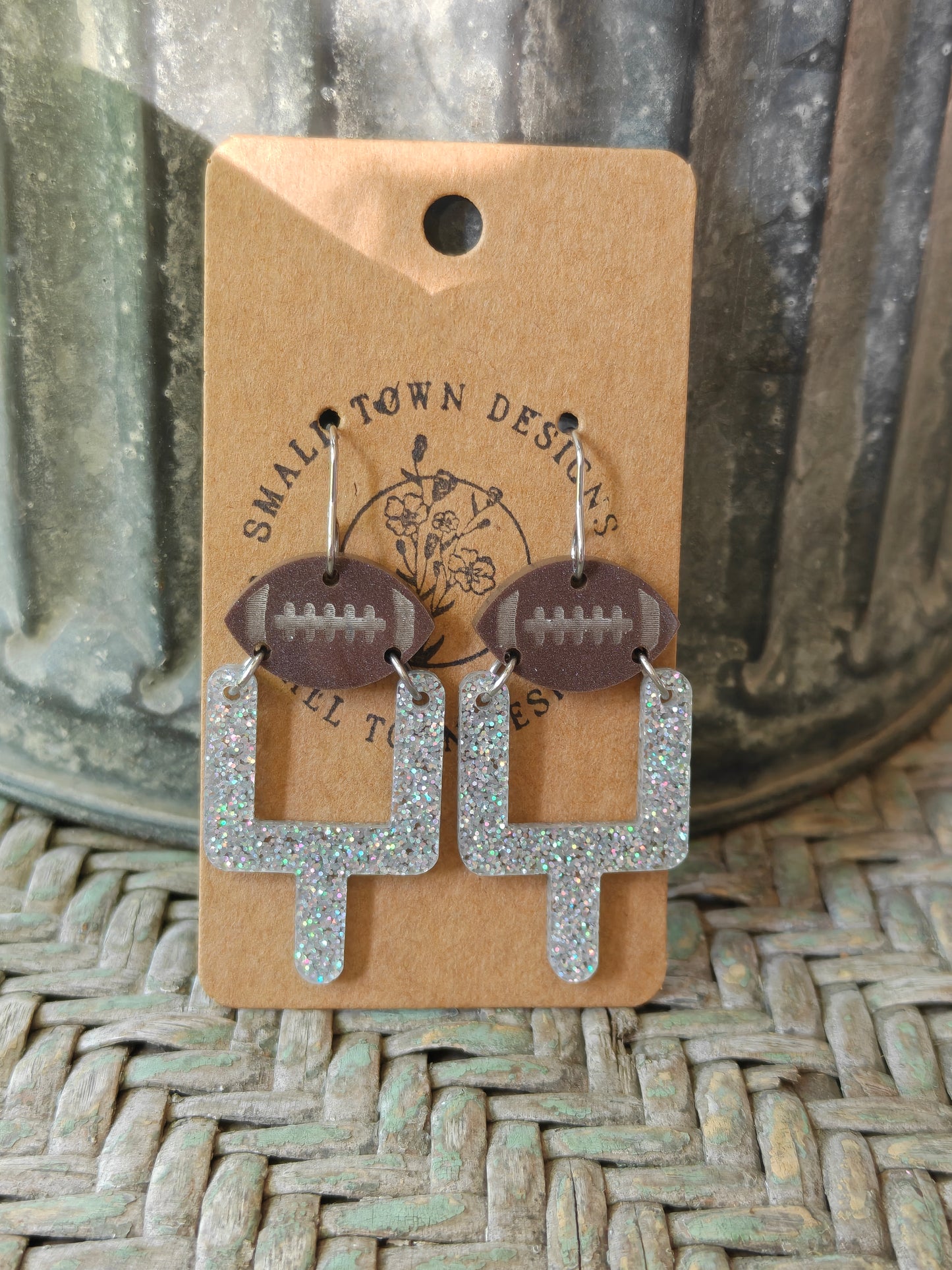 Silver Football Goal Post Earrings